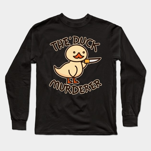 Funny Murderer Duck With Knife Halloween Long Sleeve T-Shirt by fupi